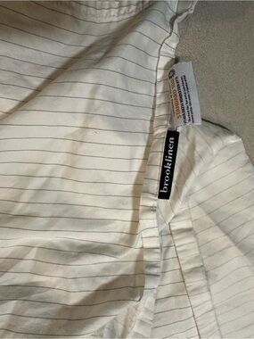 Brooklinen White Pinstripe 100% cotton king flat sheet only